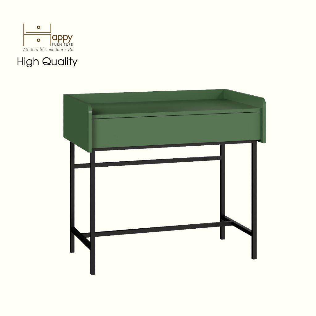 HAPPY FURNITURE , Bàn trang điểm 1 ngăn kéo chân sắt - LAVIA , BAN_085 , 90cm x 50cm x 80cm