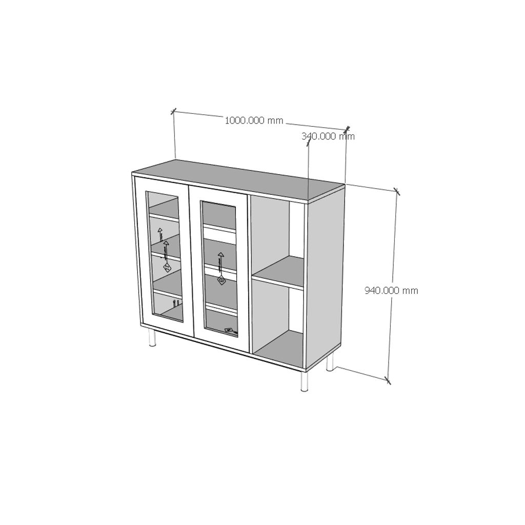 HAPPY FURNITURE , Tủ giày 2 cửa mở chân sắt - ROTAN , TCM_130 , 100cm x 34cm x 94cm