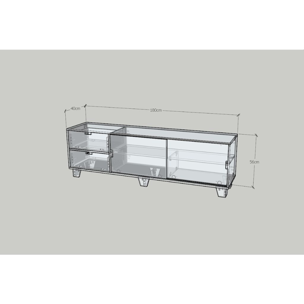 HAPPY FURNITURE , ALVA - Kệ TV 2 ngăn kéo 2 cửa lùa, KTV_065 , 180cm x 40cm x 56cm DxRxC
