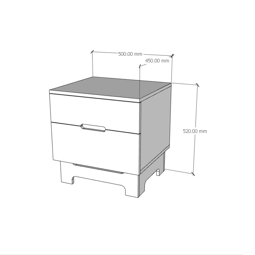 HAPPY FURNITURE , Táp đầu giường 2 ngăn kéo - LILY , THK_108 , 50cm x 45cm x 52cm
