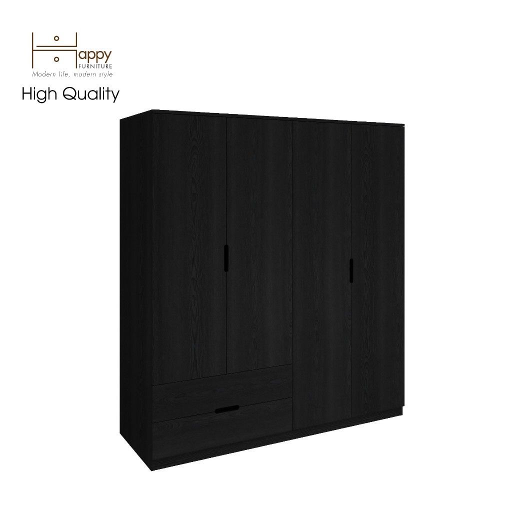 HAPPY FURNITURE , Tủ quần áo 4 cánh mở 2 ngăn kéo - MOLLY , TCM_109 , 160cm x 54cm x 176cm