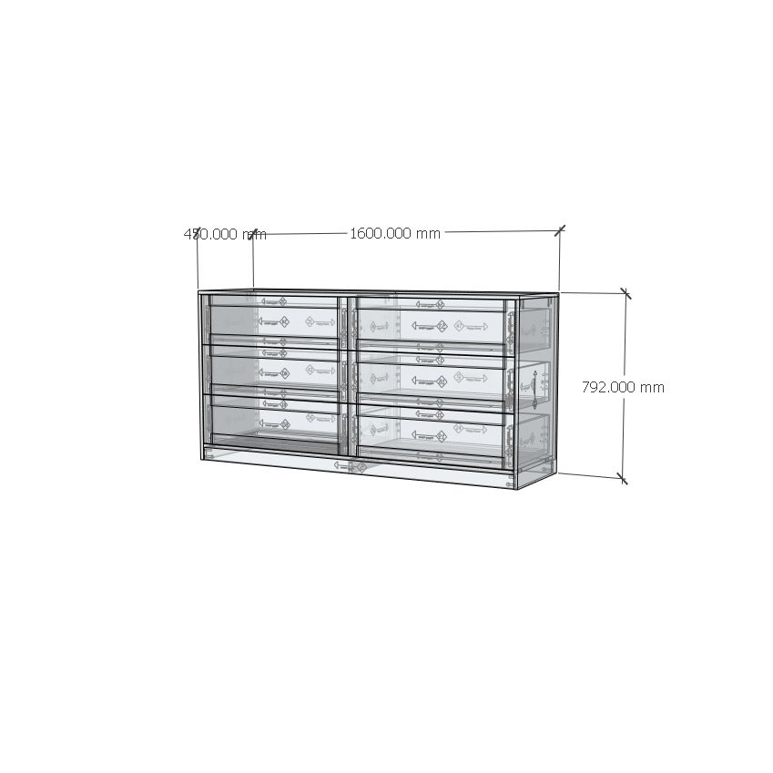 HAPPY FURNITURE , MATTA - Tủ lưu trữ 6 ngăn kéo, THK_225 , 160cm x 45cm x 79cm DxRxC