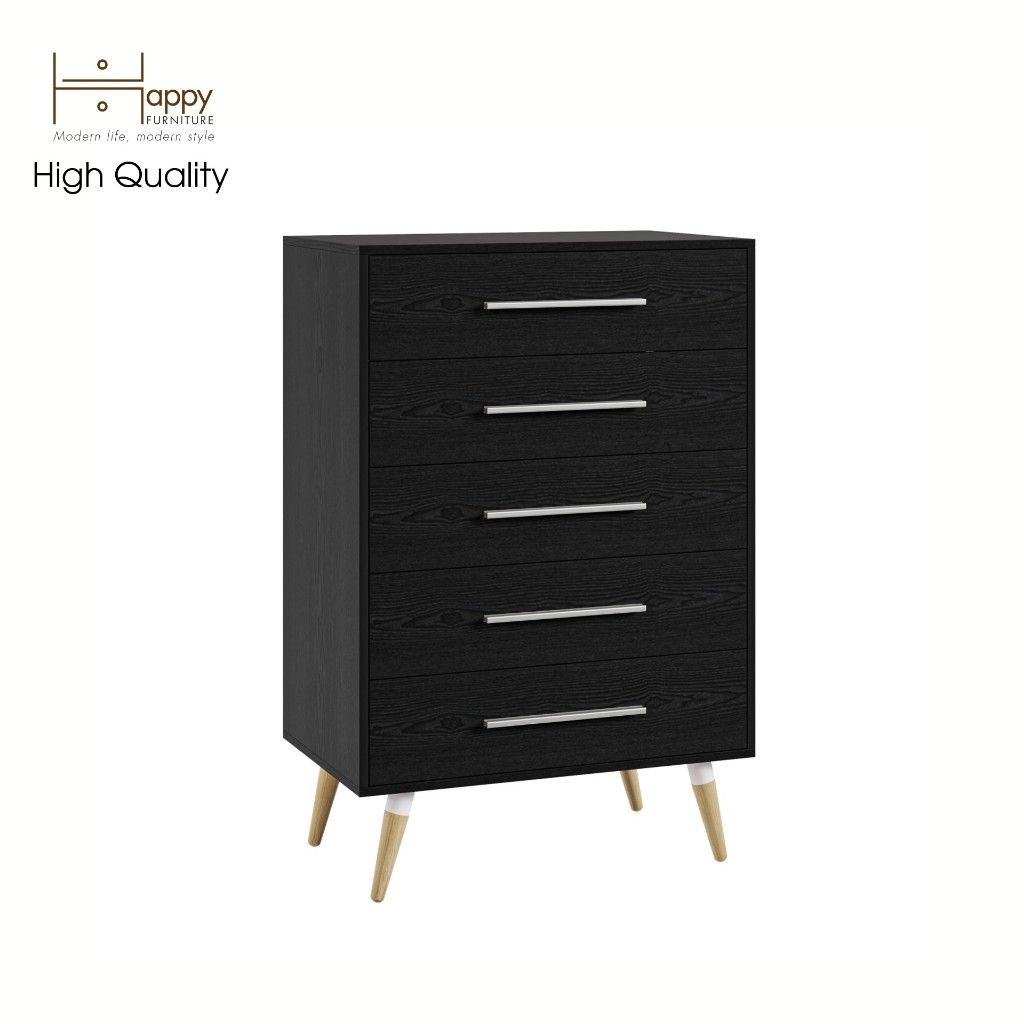 HAPPY FURNITURE , Tủ đụng đồ 5 ngăn chân gỗ chéo - OSRI , THK_023 , 80cm x 50cm x 120cm