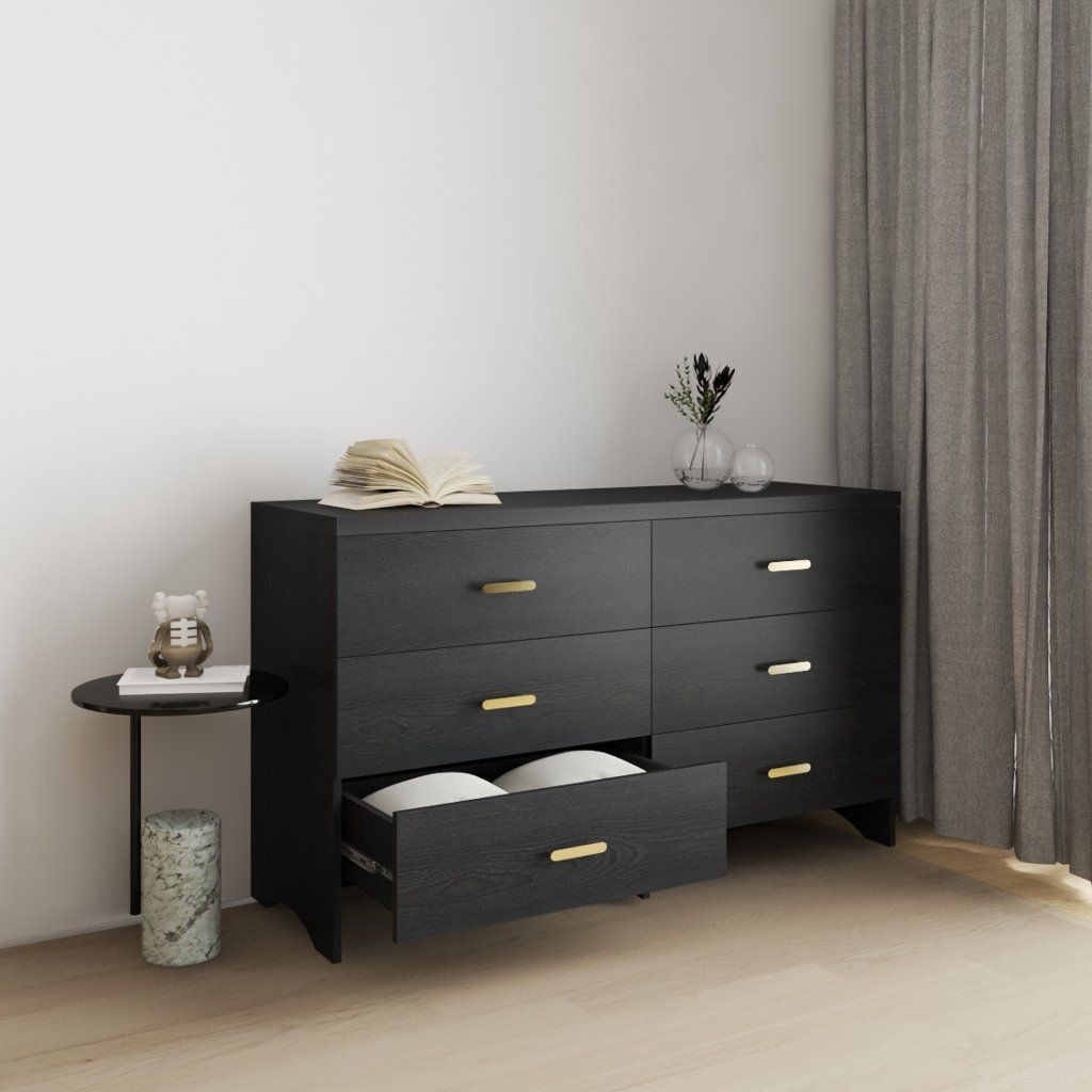 HAPPY FURNITURE , Tủ lưu trữ 6 ngăn kéo - CHEVY, THK_265 , 140cm x 45cm x 82cm DxRxC