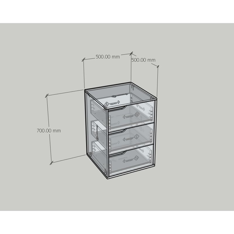 HAPPY FURNITURE , Tủ lưu trữ 3 ngăn kéo - ASO, THK_340 , 50cm x 50cm x 70cm DxRxC