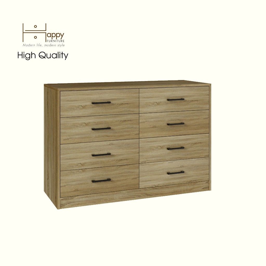 HAPPY FURNITURE , HEINEE - Tủ lưu trữ 8 ngăn kéo, THK_235 , 120cm x 45cm x 82cm DxRxC, sản phẩm phổ thông