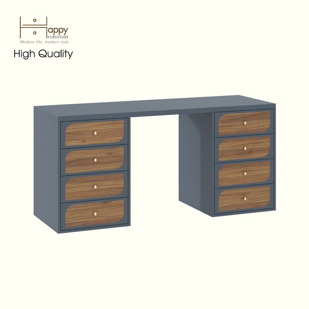 HAPPY FURNITURE , Bàn làm việc 8 ngăn kéo - BANA , BAN_069 , 160cm x 55cm x75cm