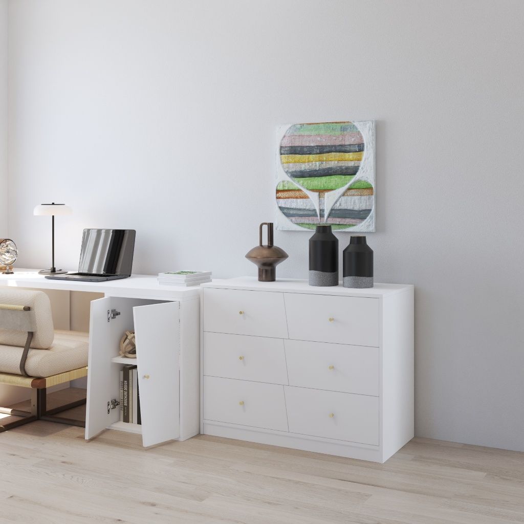 HAPPY FURNITURE , Tủ lưu trữ 6 ngăn kéo - DALEY ,THK_344 , 100cm x 45cm x 77cm DxRxC