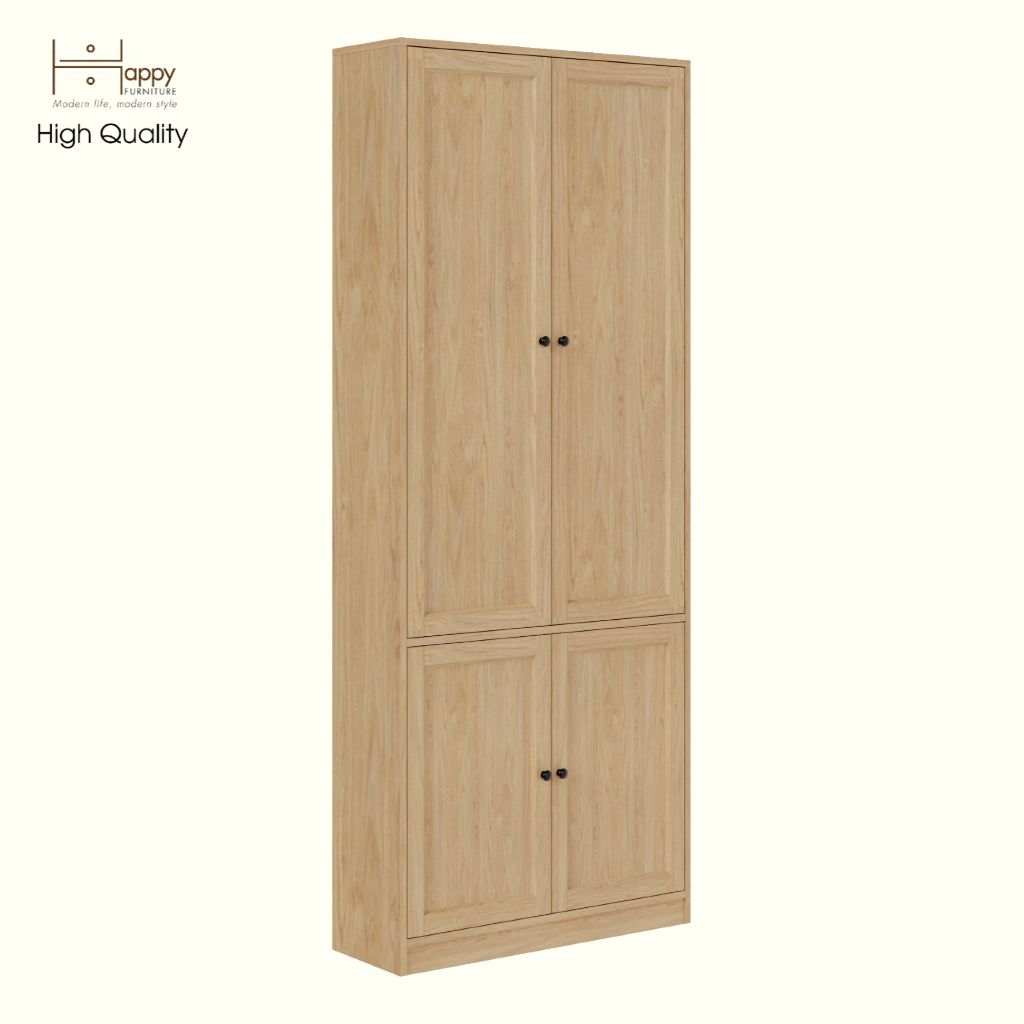 HAPPY FURNITURE , MATTA - Kệ sách 6 tầng 4 cửa mở , KSA_070 , 80cm x 28cm x 200cm DxRxC