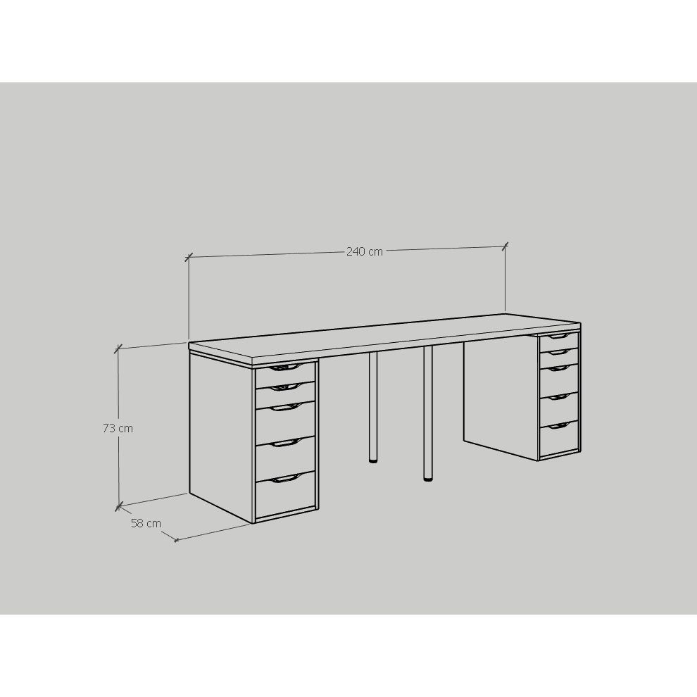 HAPPY FURNITURE , Bàn làm việc 2 bên ngăn tủ 2 chân sắt - LIDA , BAN_026 BAN_027