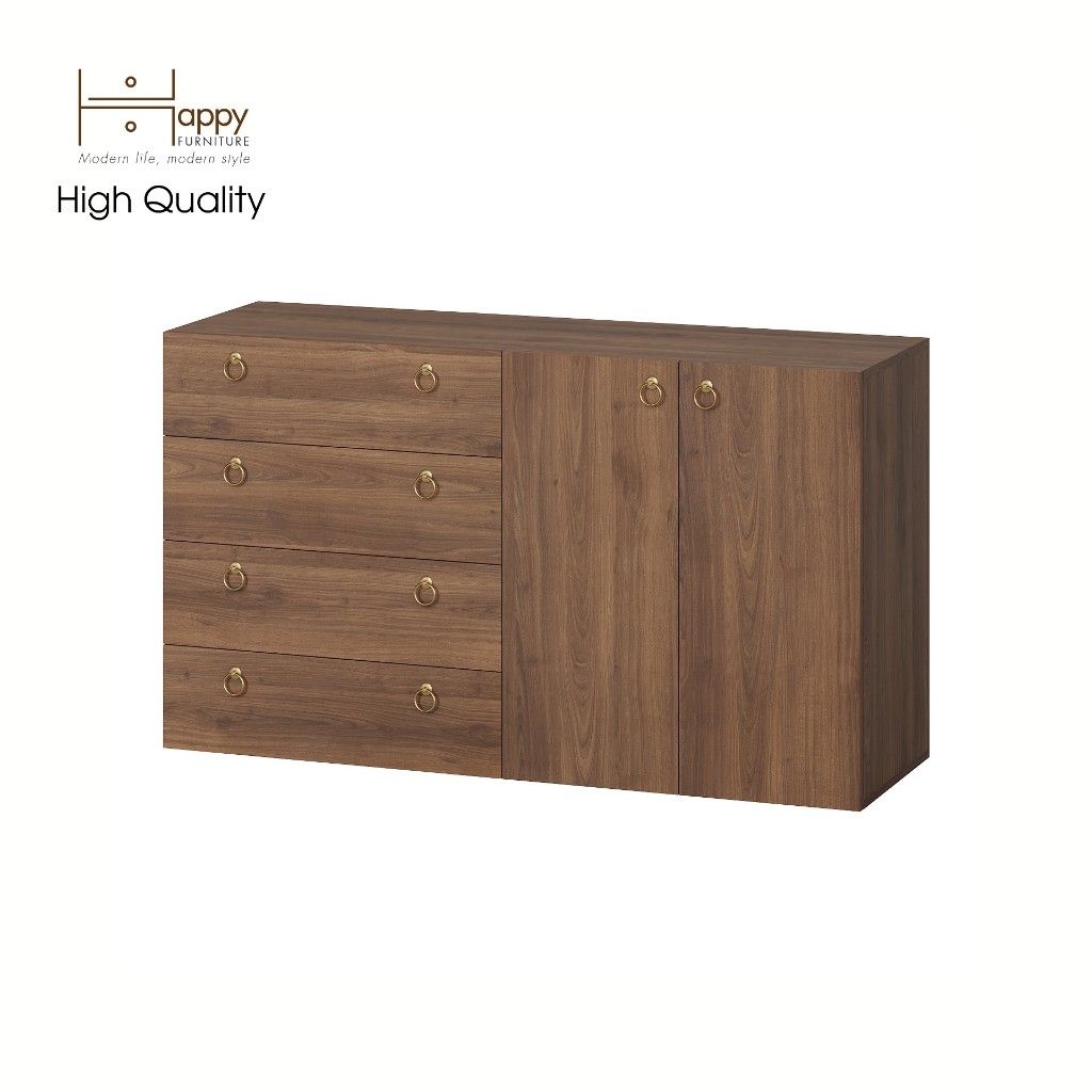 HAPPY FURNITURE , Tủ đựng đồ 4 ngăn kéo 2 cửa mở - WESLEY , THK_046 , 140cm x 45cm x 80cm