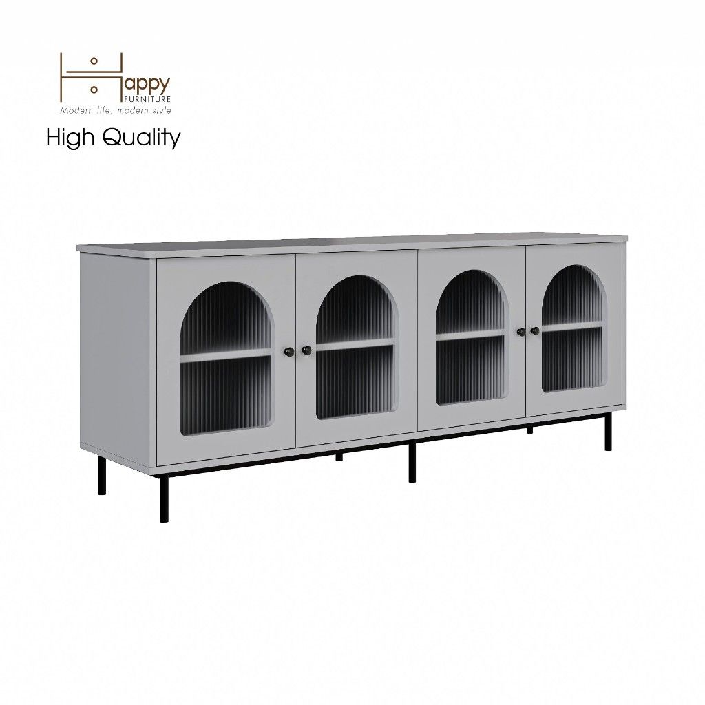HAPPY FURNITURE , Kệ TV 4 cánh mở chân sắt - SISEEL , KTV_051 , 160cm x 40cm x 64cm