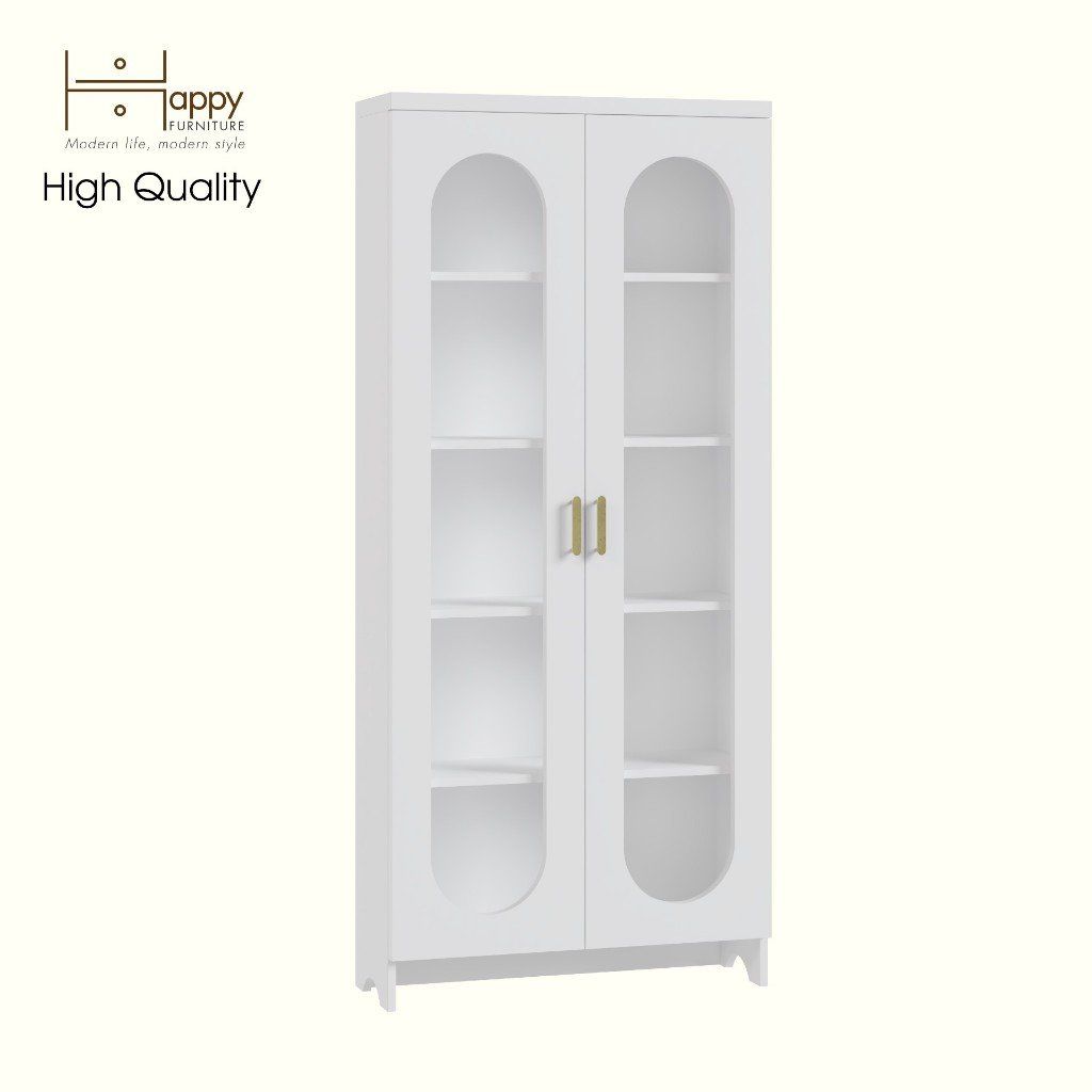 HAPPY FURNITURE , Tủ lưu trữ 2 cửa kính - CHEVY, TLT_049 , 80cm x 28cm x 180cm DxRxC
