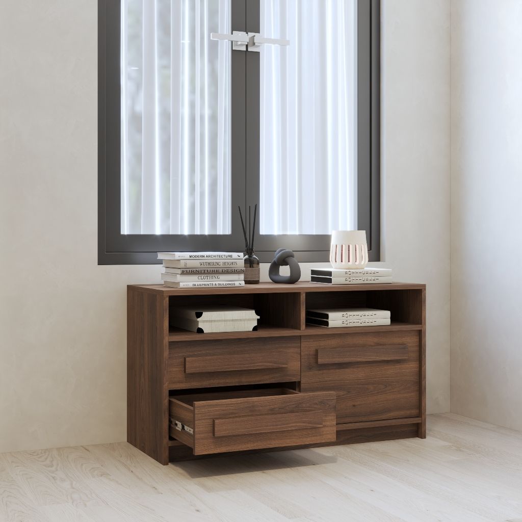 HAPPY FURNITURE , Tủ lưu trữ 1 cửa mở 2 ngăn kéo - RUBEL, TCM_223, 100cm x 40cm x 56cm DxRxC