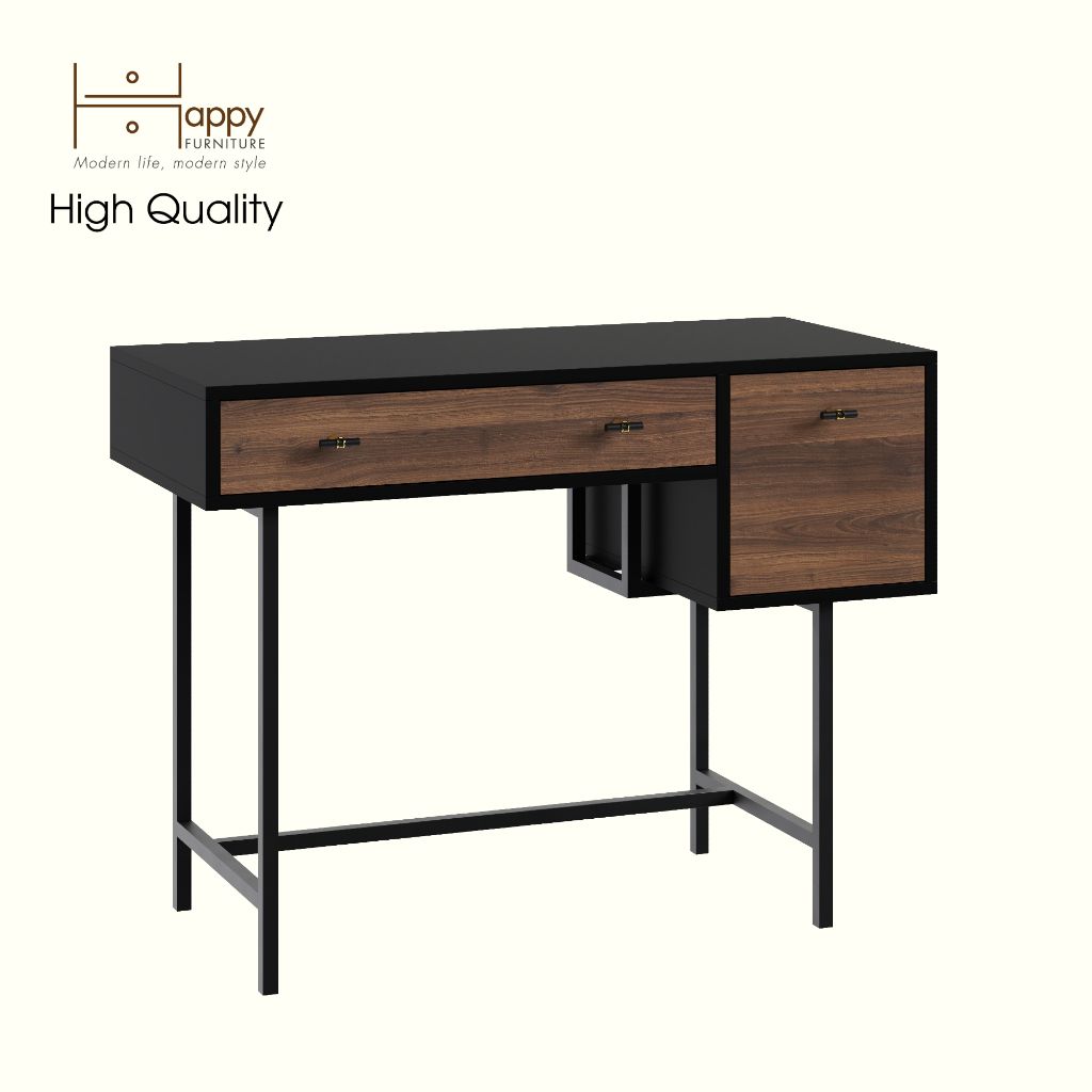 HAPPY FURNITURE , Bàn làm việc 2 ngăn chân sắt - BECKY , 100cm x 45cm x 75cm ( DxRxC), BAN_006
