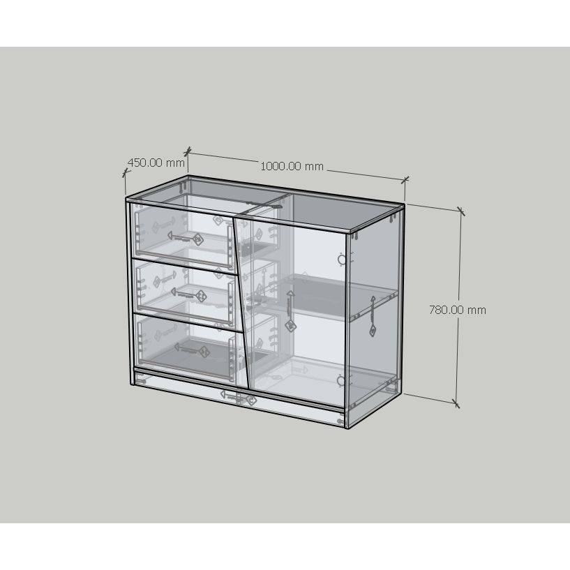 HAPPY FURNITURE , Tủ lưu trữ 3 ngăn kéo 1 cửa mở - DALEY ,TLT_075 , 100cm x 45cm x 78cm DxRxC