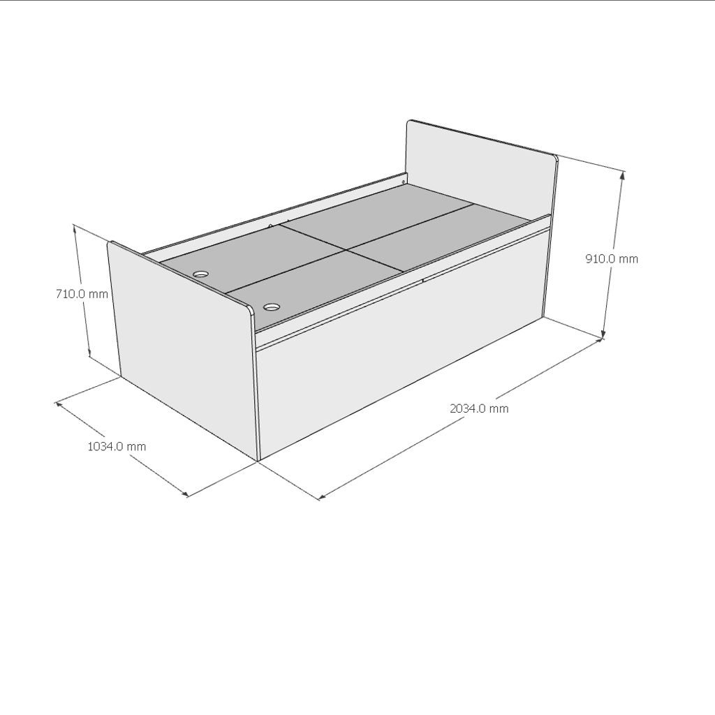 HAPPY FURNITURE , Giường ngủ trẻ em size 1m ngăn kéo - SCANDINA , GNG_105 , 203cm x 103cm x 59cm