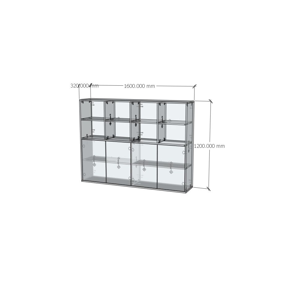 HAPPY FURNITURE , ZACY - Kệ lưu trữ 4 cửa mở , TCM_207 , 160cm x 32cm x 120cm DxRxC, Sản phẩm phổ thông