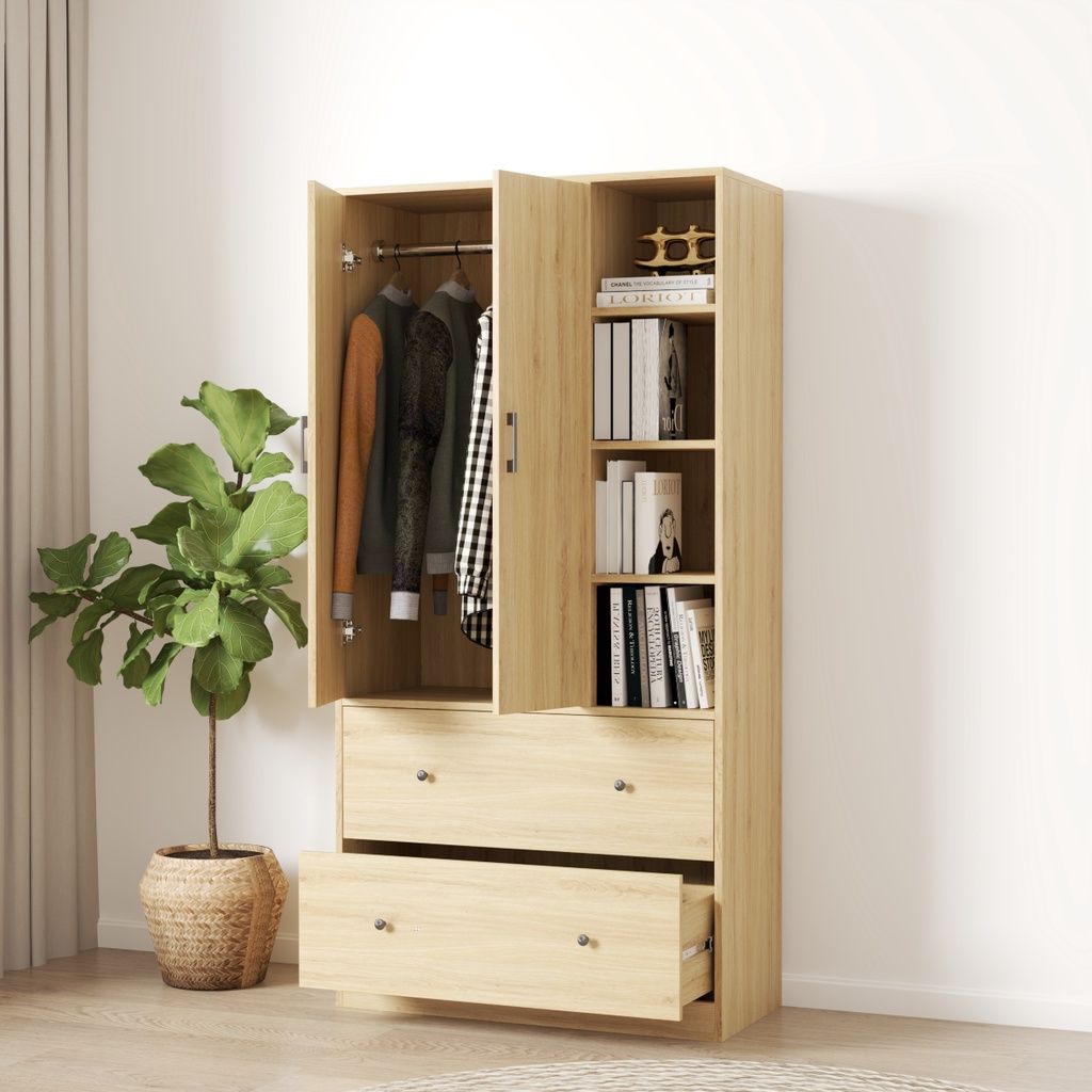 HAPPY FURNITURE , Tủ quần áo đa năng kết hợp kệ - SALY , TCM_008 , 90cm x 40cm x 180cm