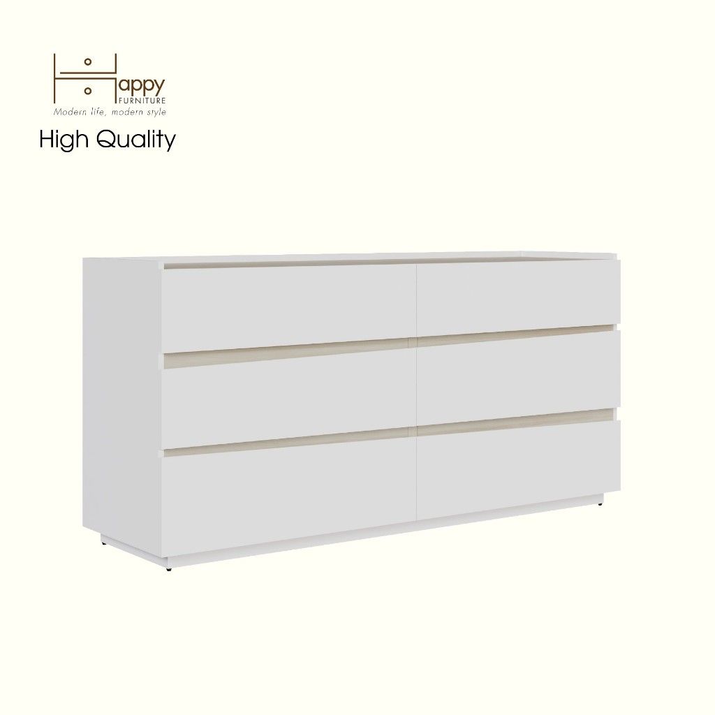 HAPPY FURNITURE , Tủ đựng đồ 6 ngăn kéo - VIGGO , THK_162 , 160cm x 45cm x 78cm
