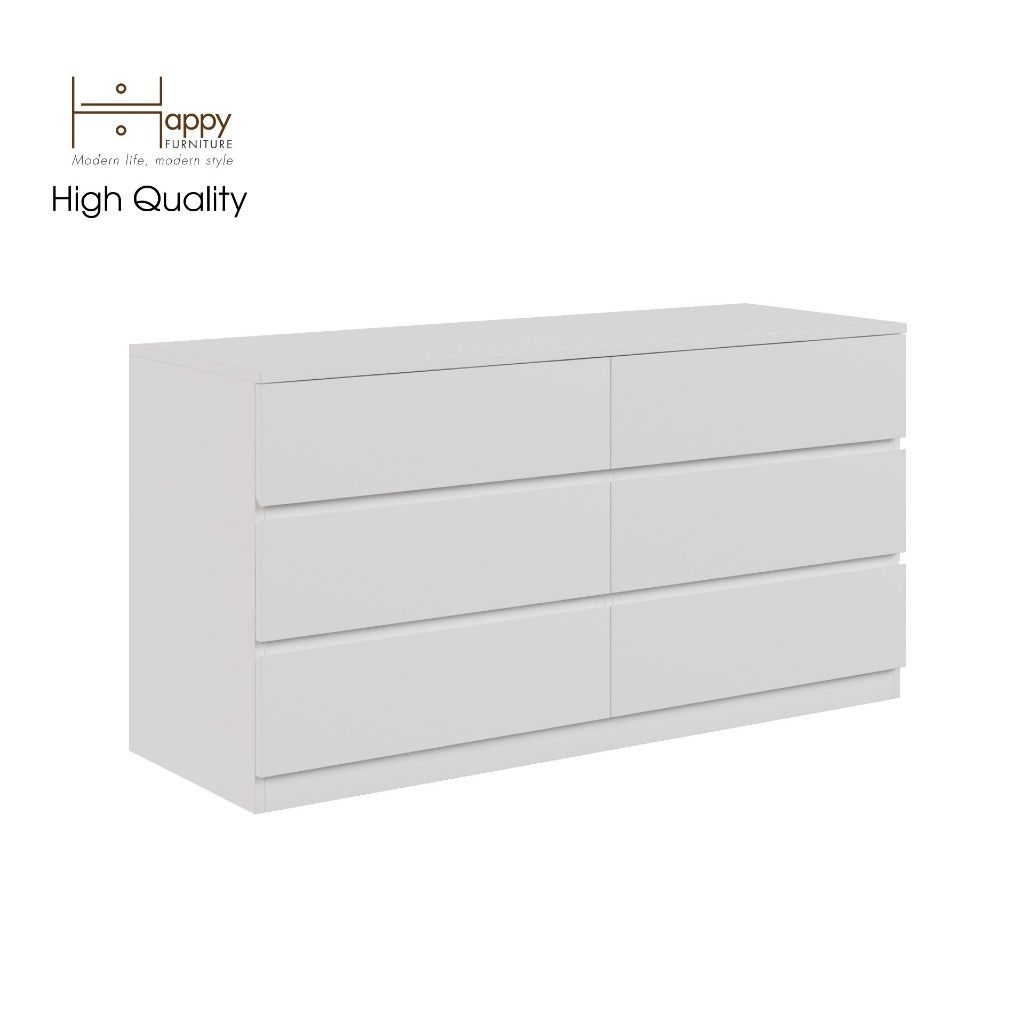 HAPPY FURNITURE , Tủ lưu trữ 6 ngăn kéo - OLA , THK_087 , 128cm x 45cm x 66cm