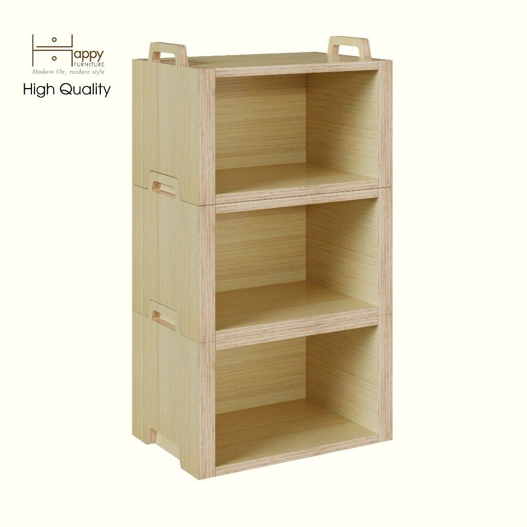 HAPPY FURNITURE , Gỗ tự nhiên , Thùng lưu trữ 3 tầng gỗ Plywood - GAMOR , TLT_020 , 45cm x 30cm x 82cm DxRxC