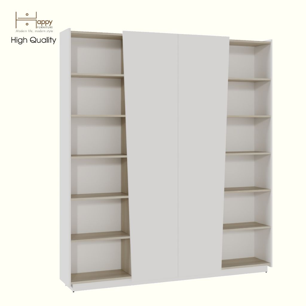 HAPPY FURNITURE , Kệ sách 2 cửa mở - VIGGO , KSA_050 , 180cm x 28cm x 200cm