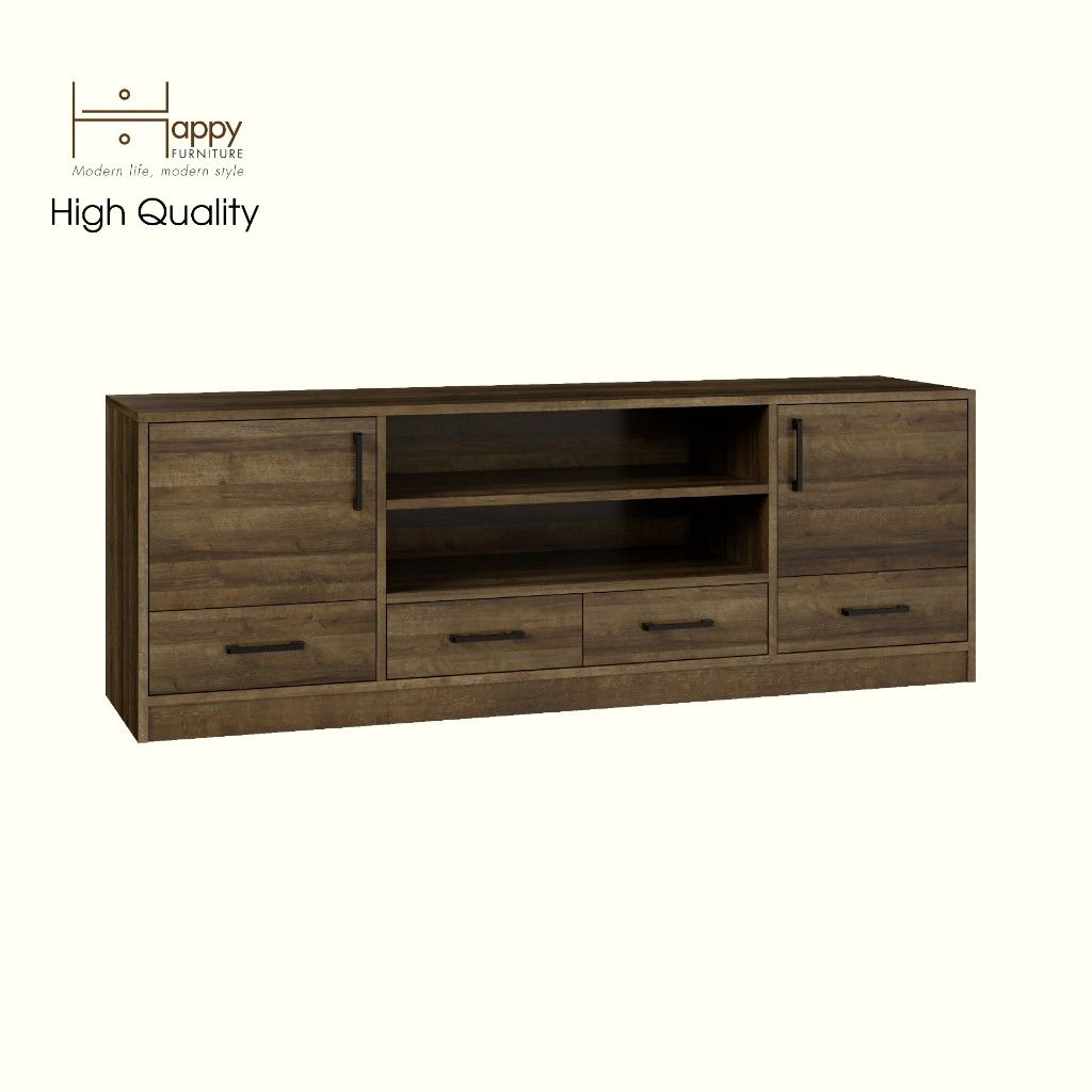 HAPPY FURNITURE , HEINEE - Kệ TV 2 cửa mở 4 ngăn kéo, KTV_070 , 160cm x 40cm x 56cm DxRxC, sản phẩm phổ thông