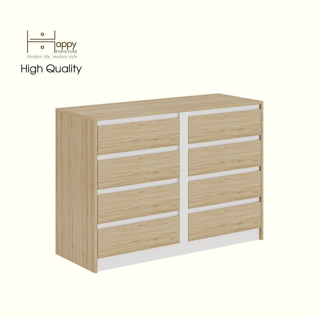 HAPPY FURNITURE , Tủ lưu trữ 8 ngăn kéo - ELIS , THK_334 , 120cm x 45cm x 85cm DxRxC