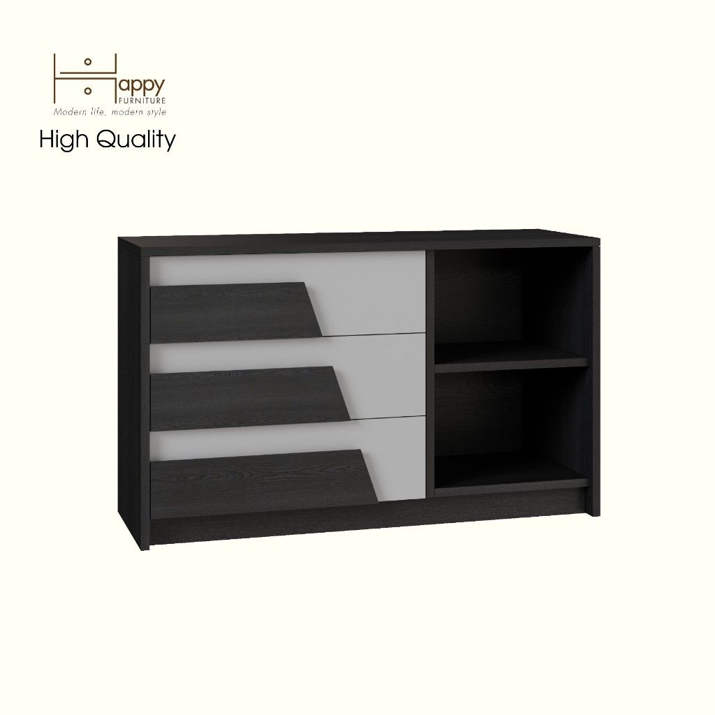 HAPPY FURNITURE , Tủ lưu trữ 3 ngăn kéo - PONIX, THK_115 , 96cm x 32cm x 58cm