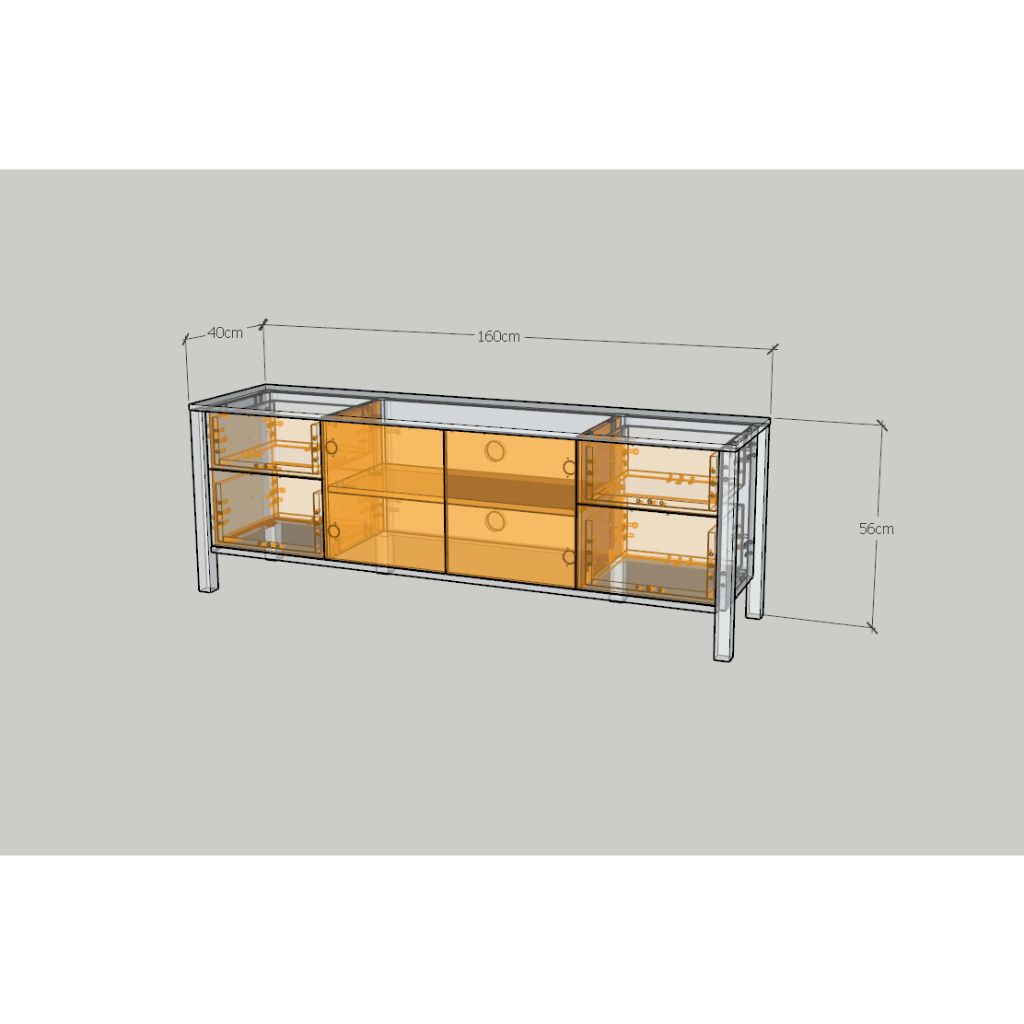 HAPPY FURNITURE , Kệ TV 2 cửa mở 4 ngăn kéo - MOKA, KTV_075 , 160cm x 40cm x 56cm DxRxC
