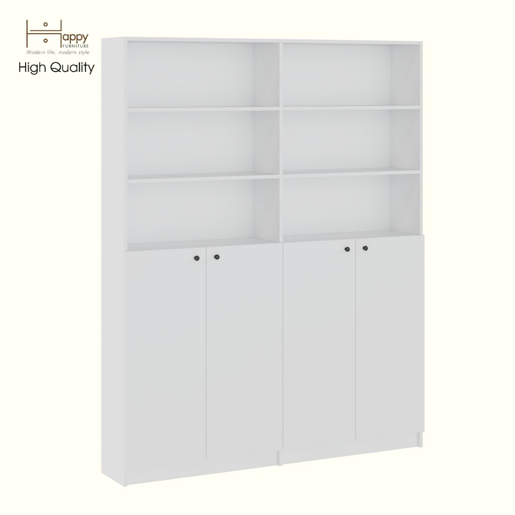 HAPPY FURNITURE , Kệ sách 6 tầng 4 cửa mở - CATY, KSA_077 , 160cm x 28cm x 202cm DxRxC