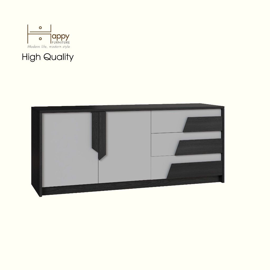HAPPY FURNITURE , Kệ TV 3 ngăn kéo - PONIX , KTV_027 , 140cm x 40cm x 58cm