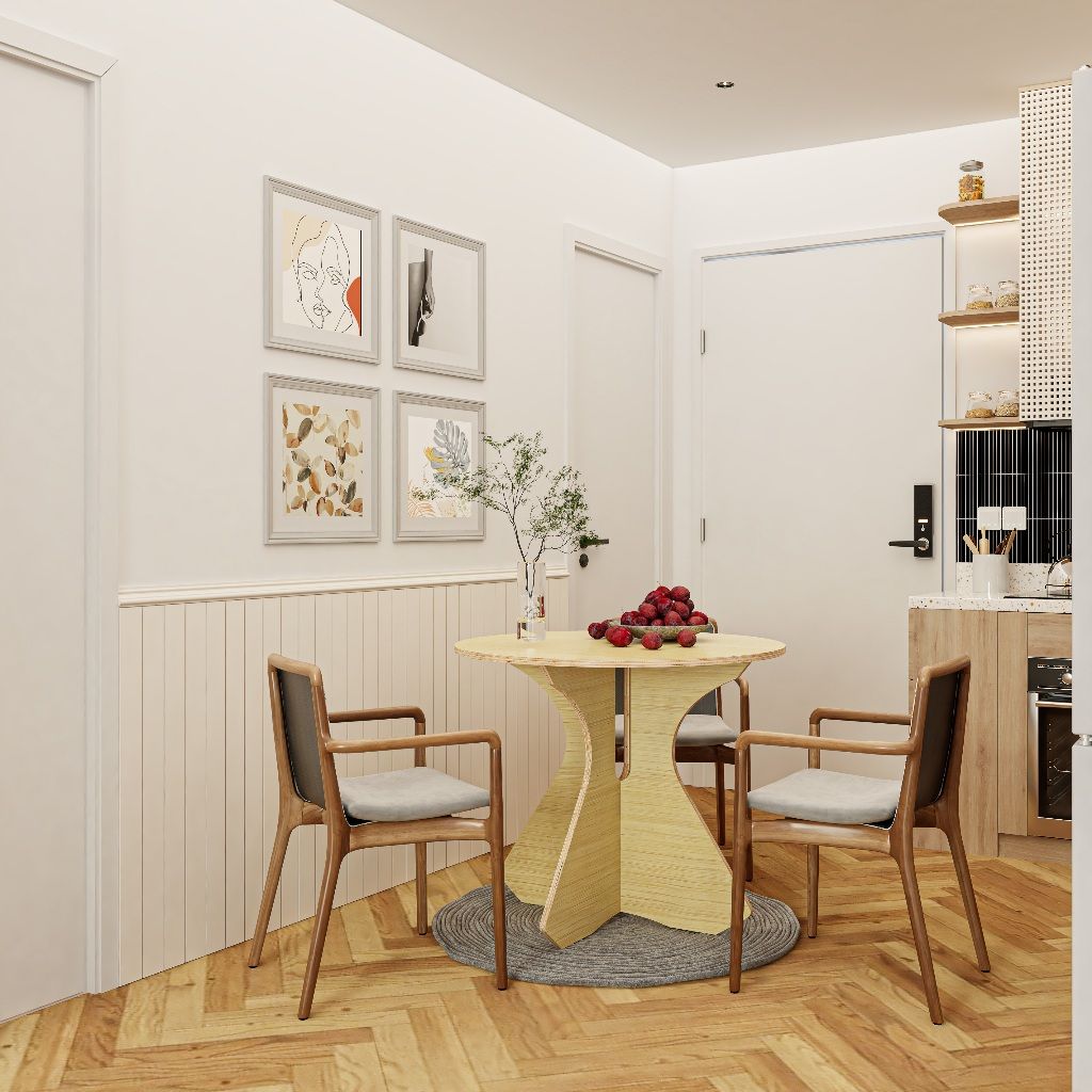 HAPPY FURNITURE , Gỗ tự nhiên , Bàn tròn gỗ Plywood - AIDAN , BAN_105 , Cao 75cm, Đường kính 90cm