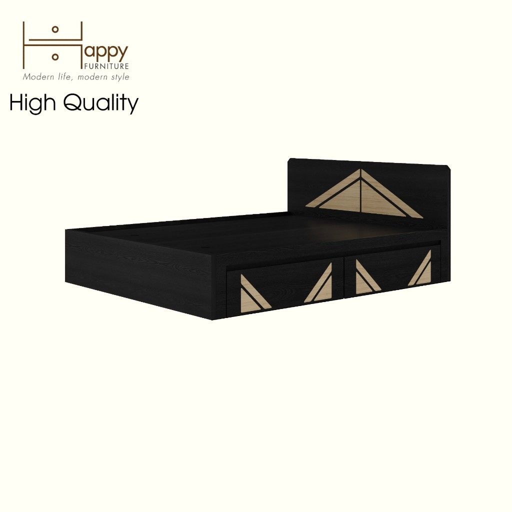 HAPPY FURNITURE , Giường ngủ 2 ngăn kéo - CHARIS , GNG_114 GNG_115 GNG_116 GNG_117 , 207x36cm , dài x cao