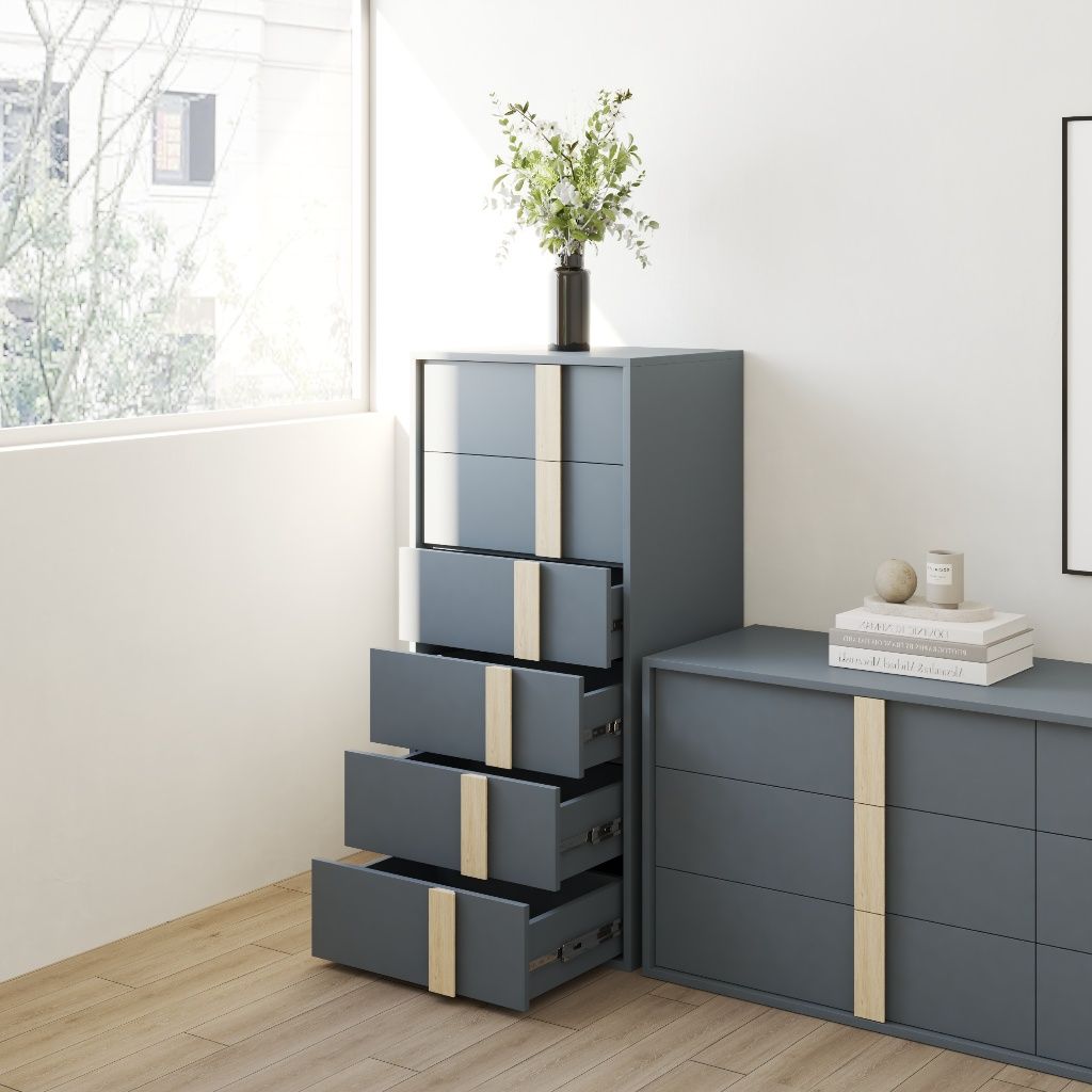 HAPPY FURNITURE , Tủ lưu trữ 6 ngăn kéo - SPACE, THK_285 , 56cm x 45cm x 121cm DxRxC