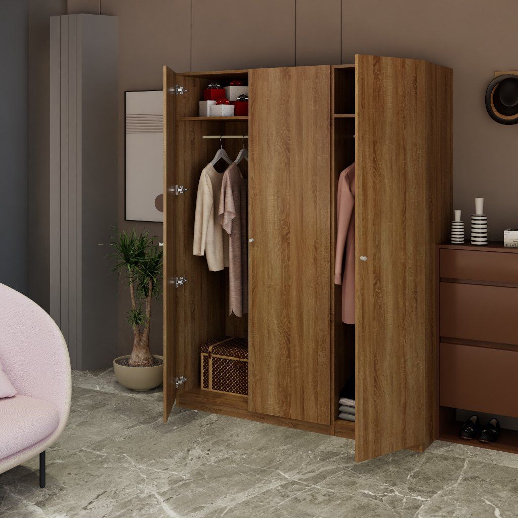 HAPPY FURNITURE , Tủ quần áo 3 cửa mở 1m5x2m - SCANDINA , TCM_089 , 150cm x 60cm x 201cm