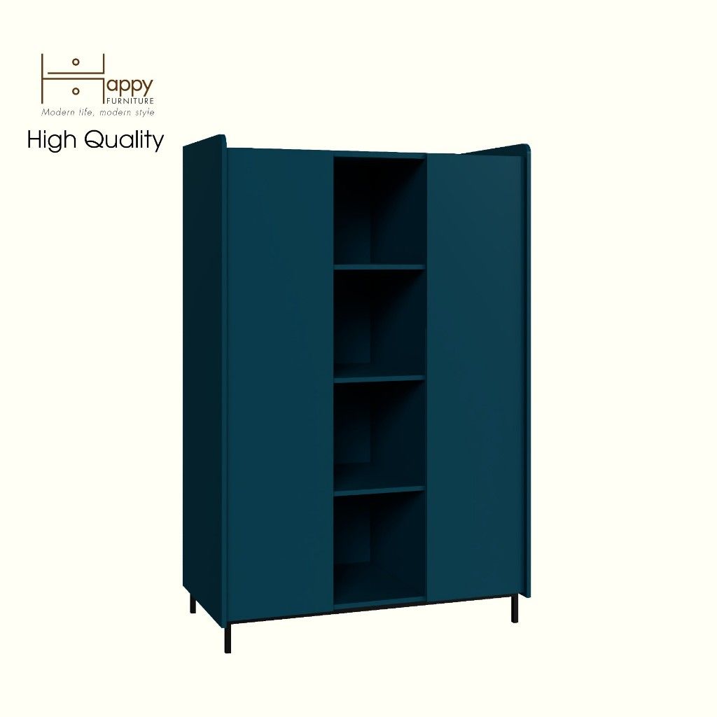 HAPPY FURNITURE , Tủ quần áo 2 cánh mở chân sắt - LAVIA , TCM_171 , 119cm x 59cm x 180cm