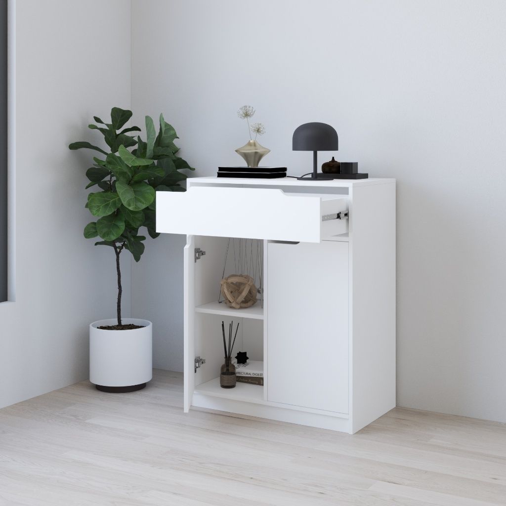 HAPPY FURNITURE , Tủ lưu trữ 1 ngăn kéo 2 cửa mở - ASO, TLT_070 , 80cm x 45cm x 100cm DxRxC