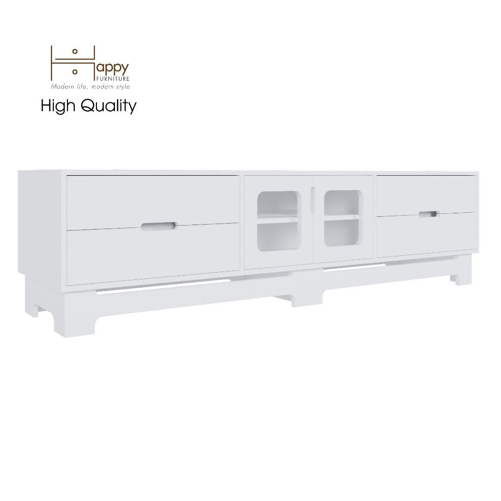 HAPPY FURNITURE , Kệ TV cửa kính - 4 ngăn kéo - MOLLY , KTV_026 , 200cm x 40cm x 50cm
