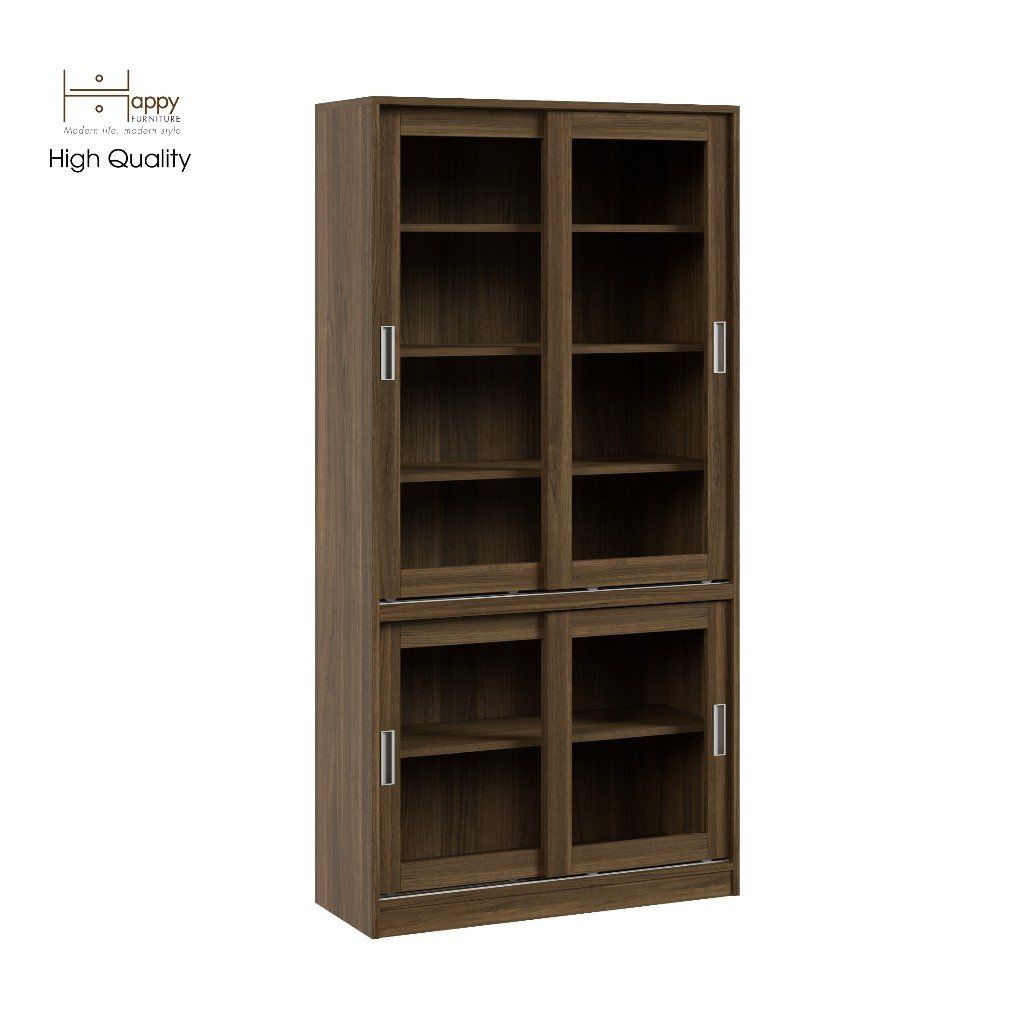 HAPPY FURNITURE , Tủ sách 4 cánh lùa - LUCA , TCL_012 , 90cm x 35cm x 180cm