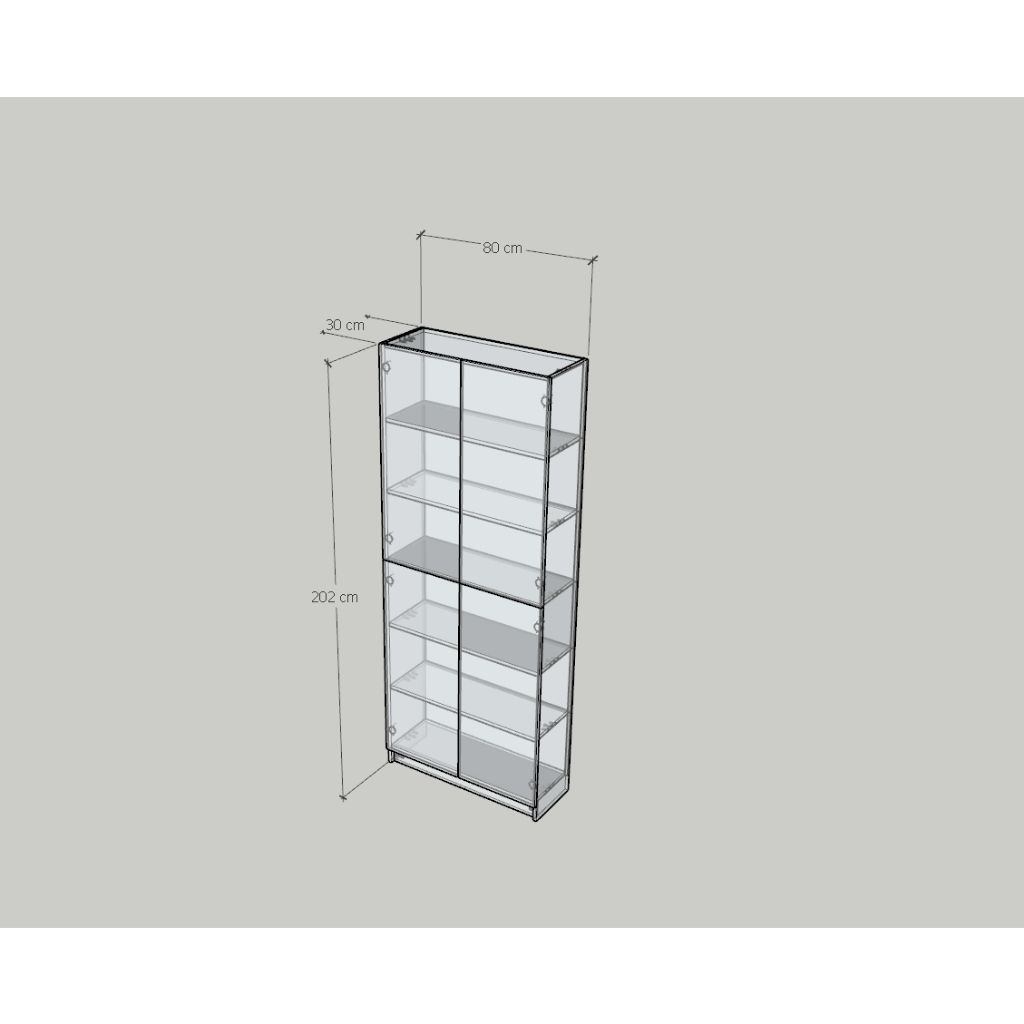 HAPPY FURNITURE , Kệ sách 6 tầng 4 cửa mở - CATY, KSA_078 , 80cm x 30cm x 202cm DxRxC