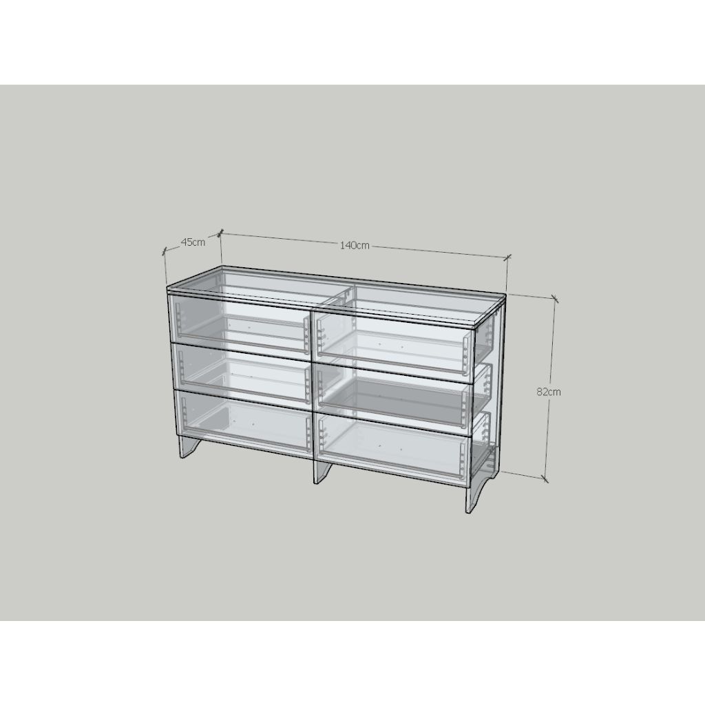 HAPPY FURNITURE , Tủ lưu trữ 6 ngăn kéo - CHEVY, THK_265 , 140cm x 45cm x 82cm DxRxC