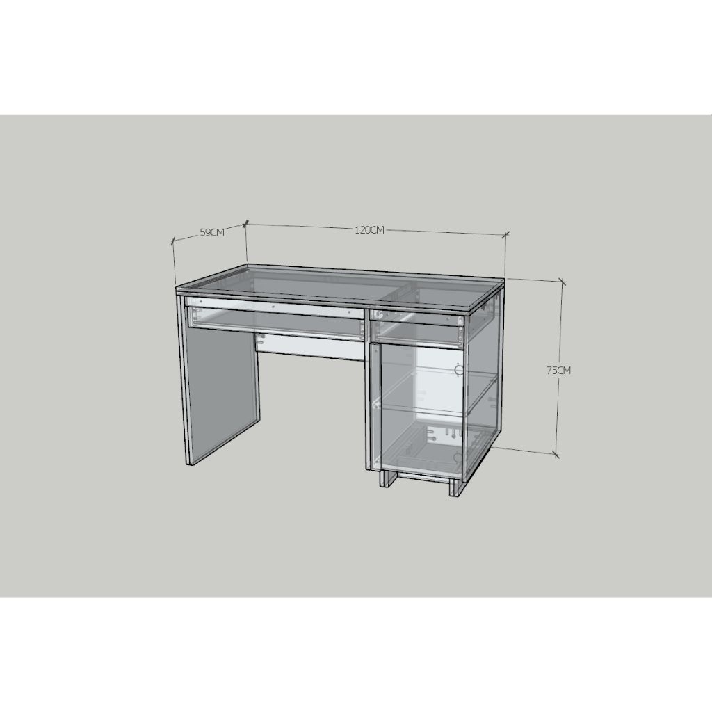 HAPPY FURNITURE , Bàn làm việc 2 ngăn kéo 1 cửa mở - MAVIS , BAN_080 , 120cm x 59cm x 75cm