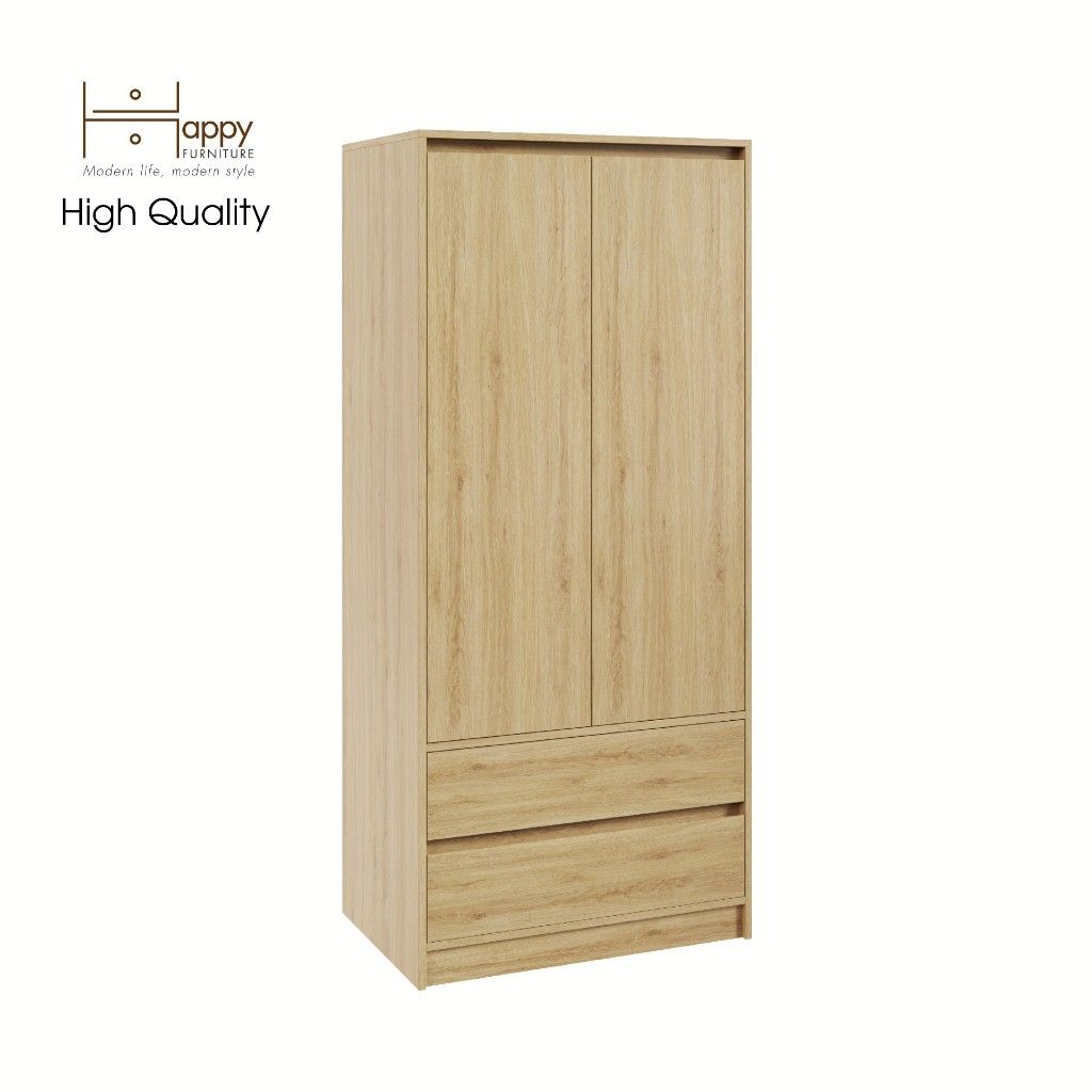 HAPPY FURNITURE , Tủ treo quần áo 2 ngăn kéo - SALY , TCM_011 , 80cm x 52cm x 180cm
