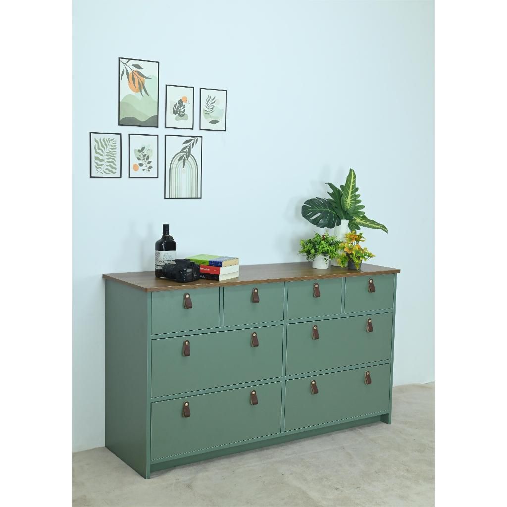 HAPPY FURNITURE , Tủ lưu trữ 8 ngăn kéo - NOMIA , THK_065 , 140cm x 45cm x 80cm