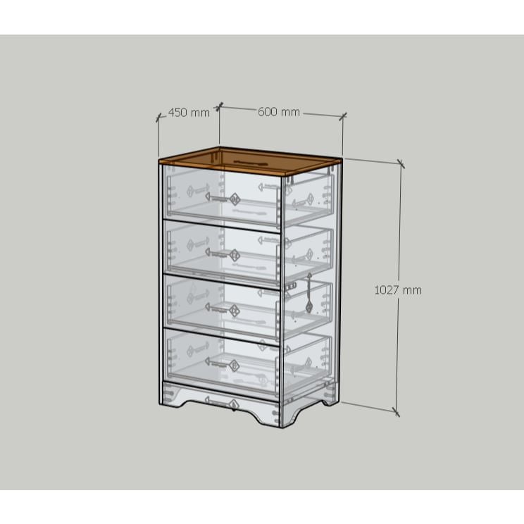 HAPPY FURNITURE , Tủ lưu trữ 4 ngăn kéo - SAFA , THK_329 , 60cm x 45cm x 103cm DxRxC