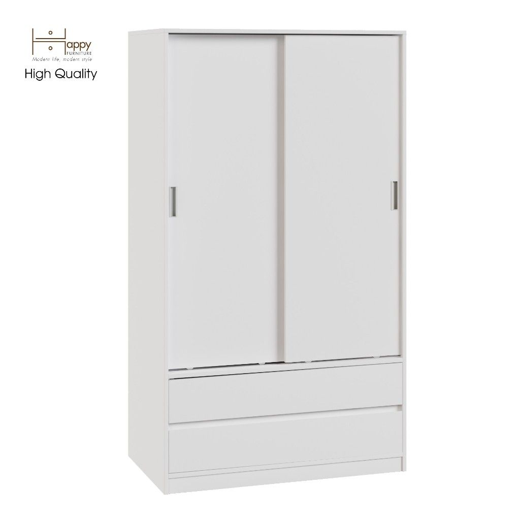 HAPPY FURNITURE , Tủ quần áo 2 cánh lùa - LUCA , TCL_014 , 100cm x 58cm x 176cm