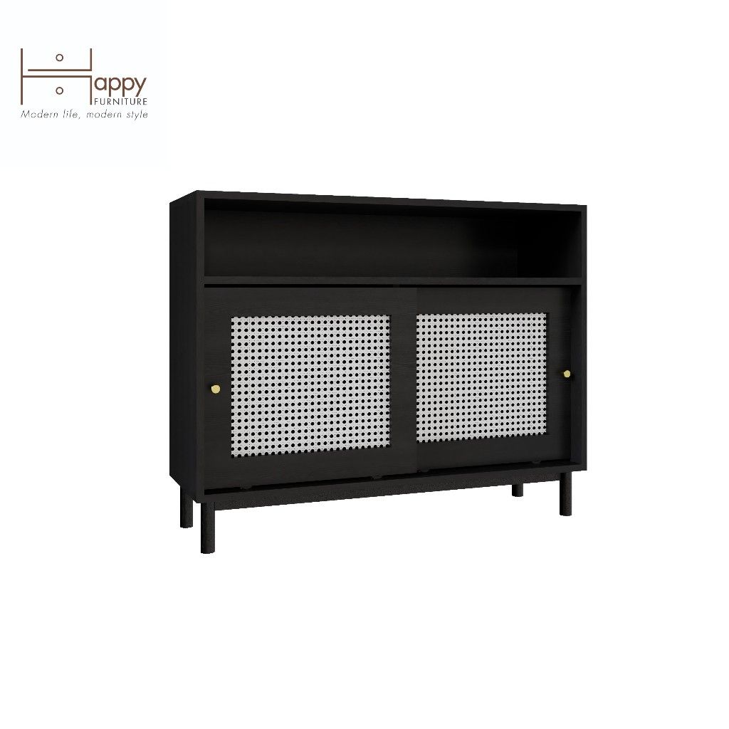 HAPPY FURNITURE , Tủ đựng đồ 2 cánh lùa chân sắt - ROTAN , TCL_033 , 100cm x 34cm x 80cm