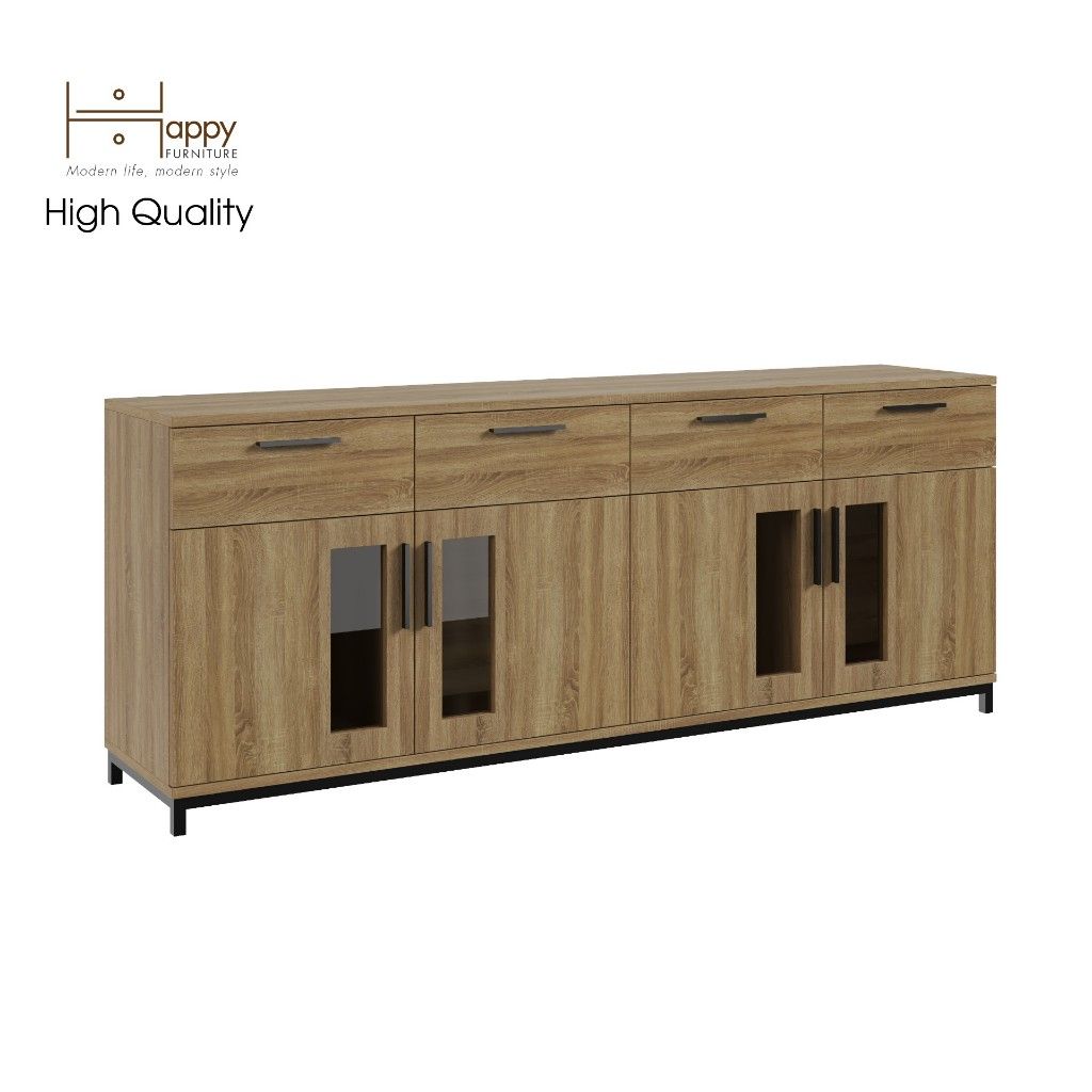 HAPPY FURNITURE , Tủ lưu trữ 4 ngăn kéo 4 cửa mở chân sắt - LOUIS , TCM_031 , 168cm x 36cm x 66cm